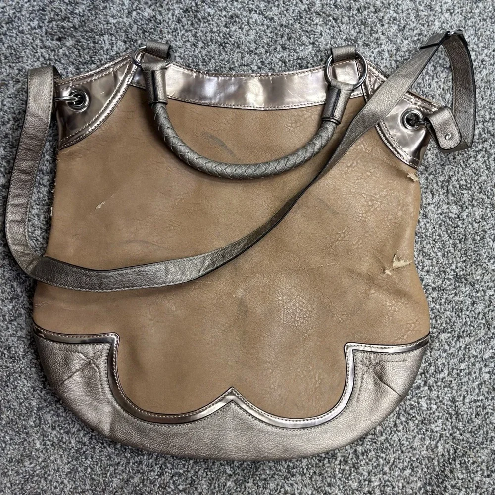 MISS ME Shoulder Bag Tote Grunge Purse Y2K Gold Metallic